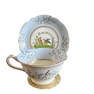 Antique Ye Old English Grosvenor China Jackson & Gosling Cup & Saucer Birds
